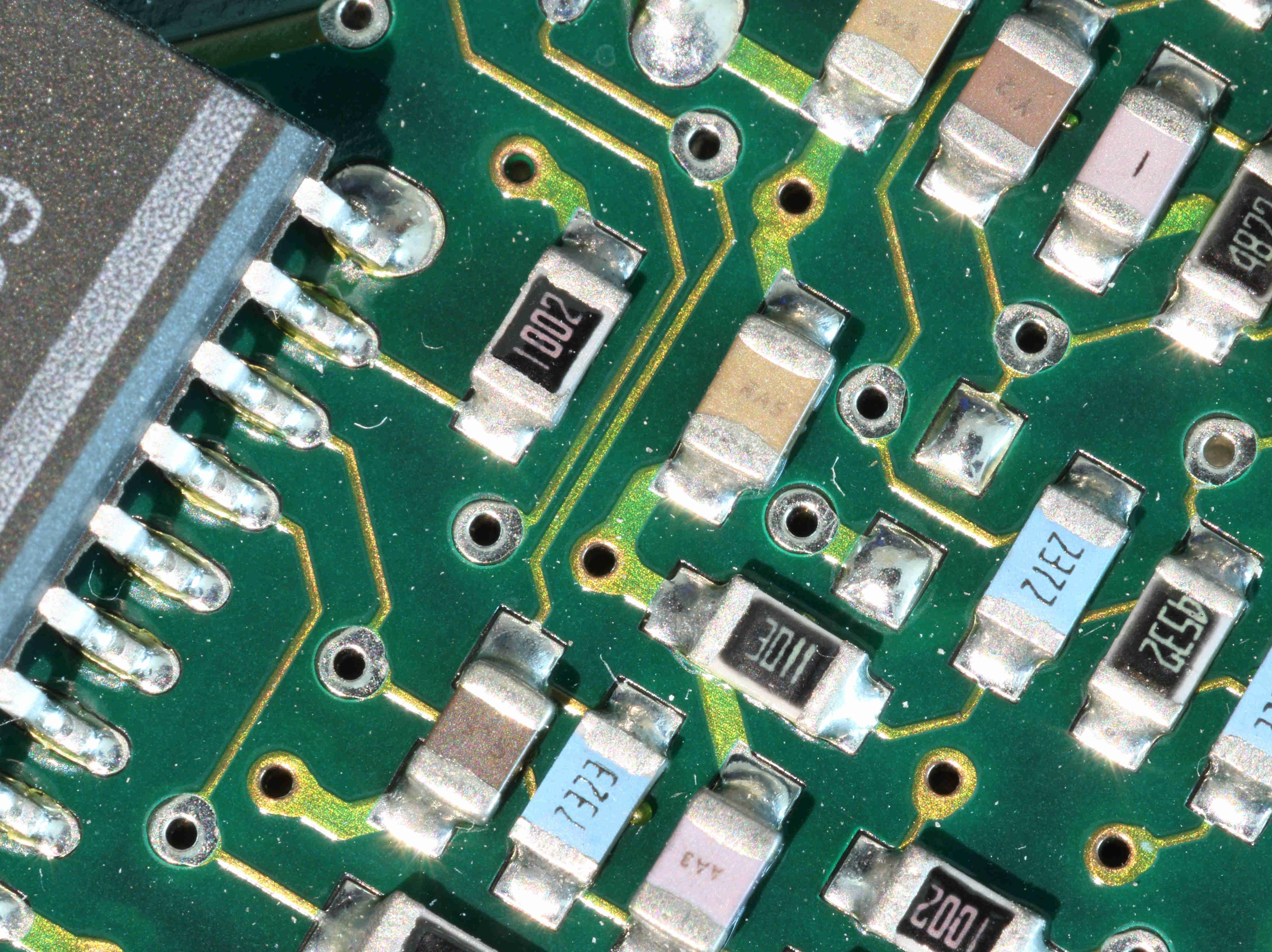 close-up of a printed circuit board