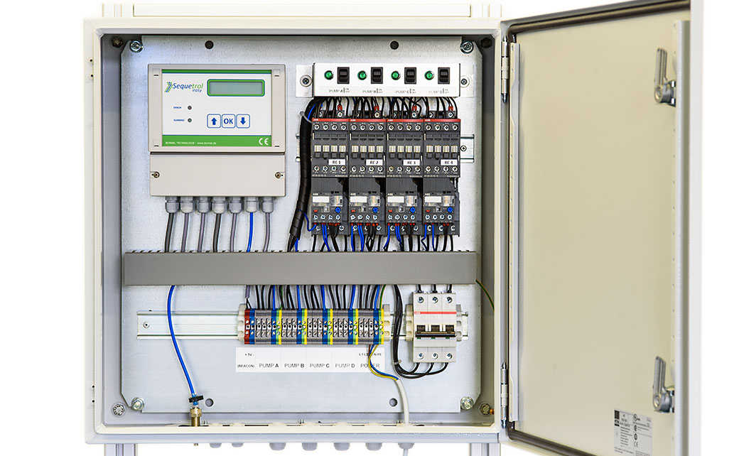 Control Cabinet for Fixed Bed Sewage Treatment Plant inside view