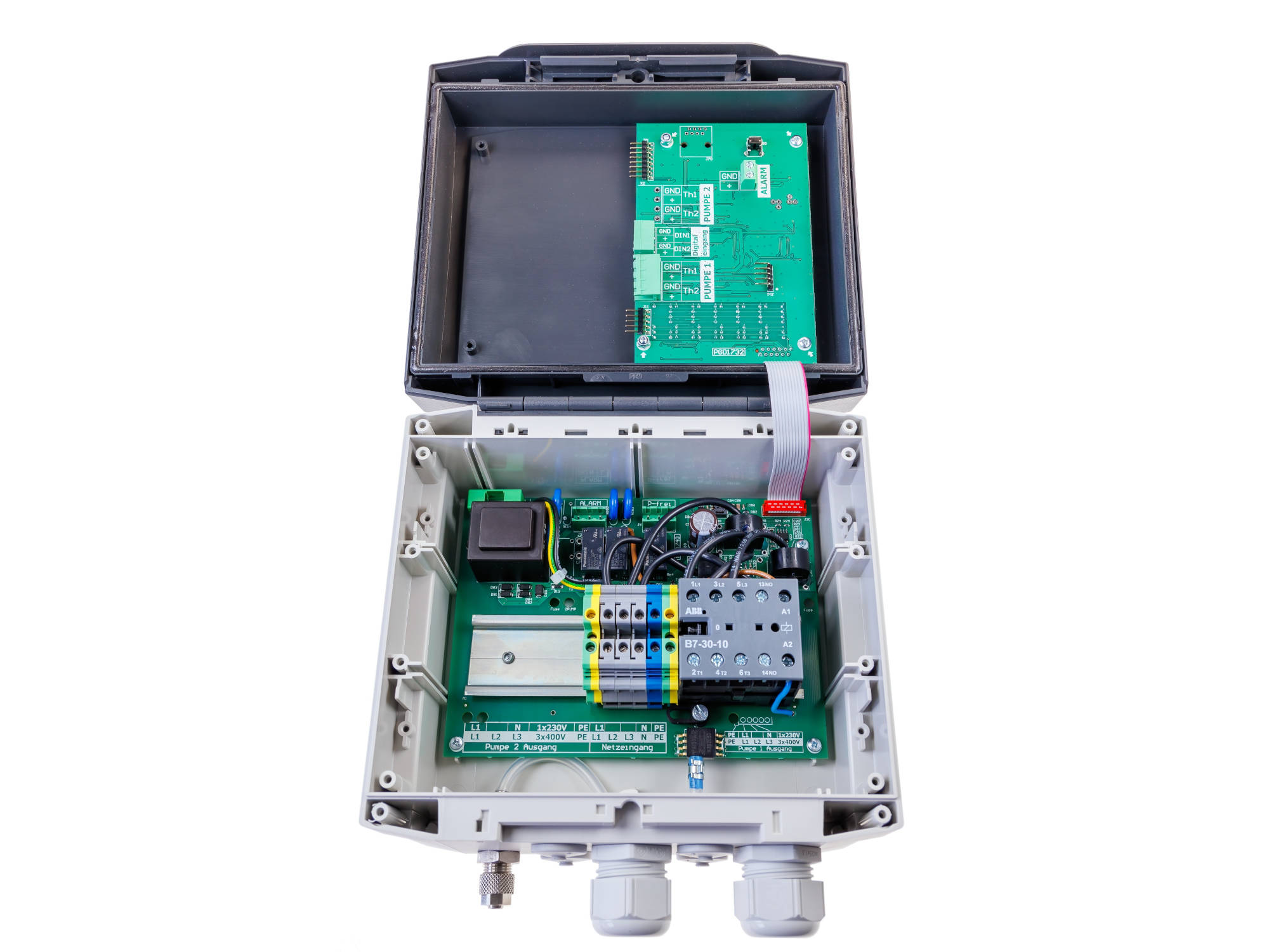 Inside view of Pump Guard Control Unit for Pump Stations 